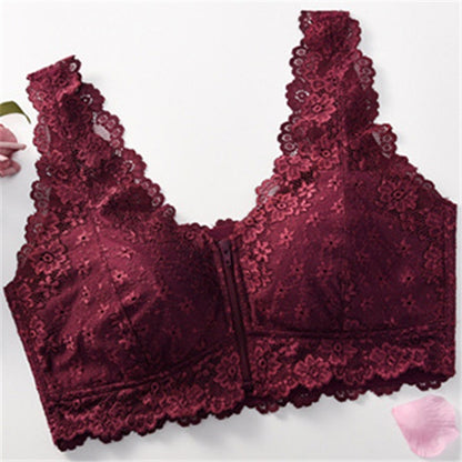 Lace Front Buckle Zip Bra