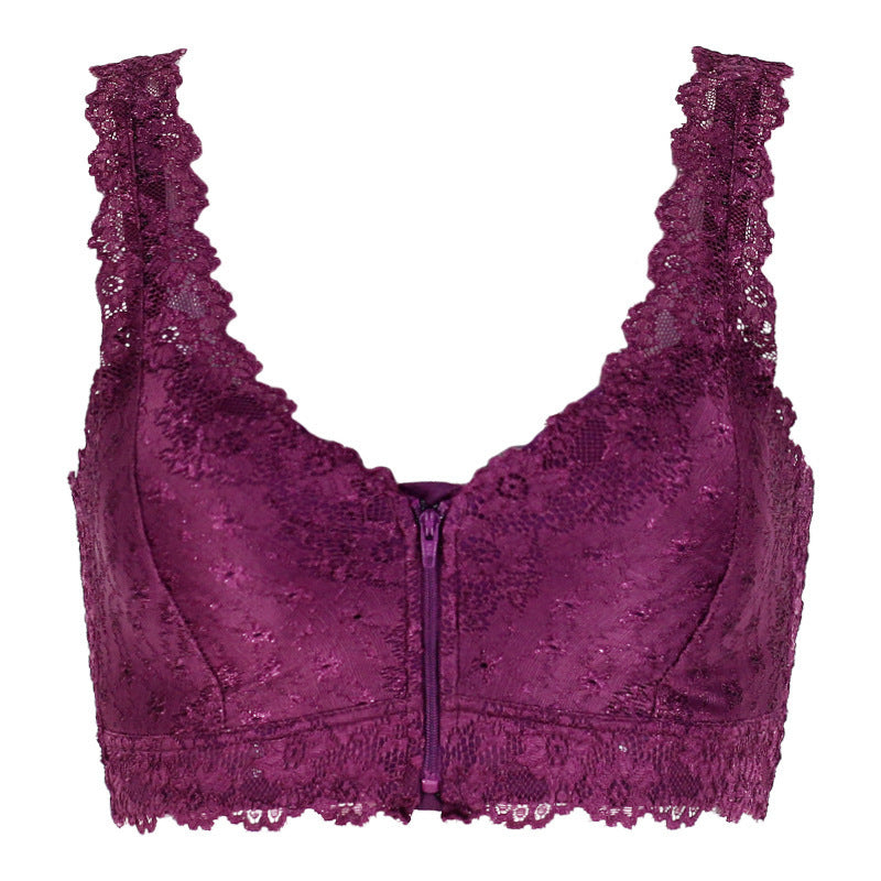 Lace Front Buckle Zip Bra